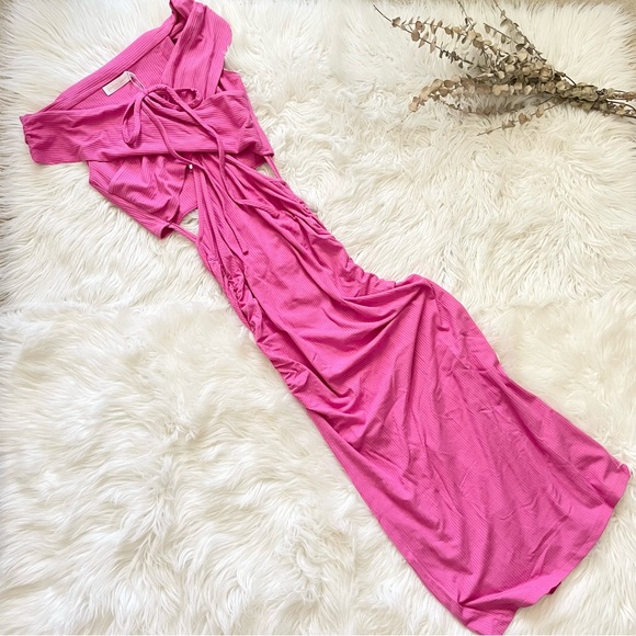 Jonathan Simkhai STANDARD Dress NWT Akane Shaping Rib Off Shoulder Cutout Halter - Picture 5 of 15